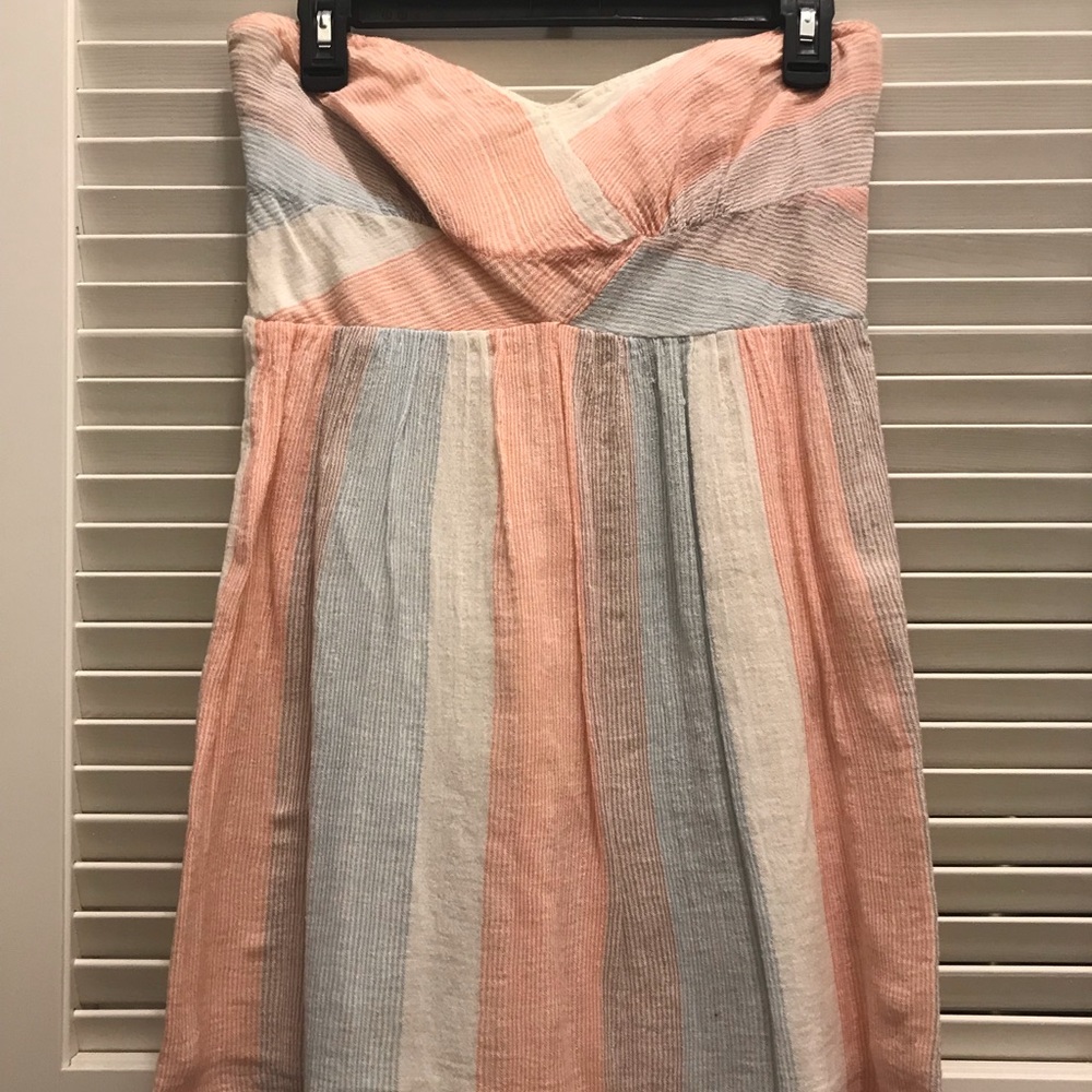 Strapless free people pink and blue dress size 6